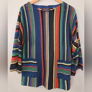 Vintage 1970's Renee Tener x OUTLANDER Striped Top Knit Size M, 3/4 Sleeve